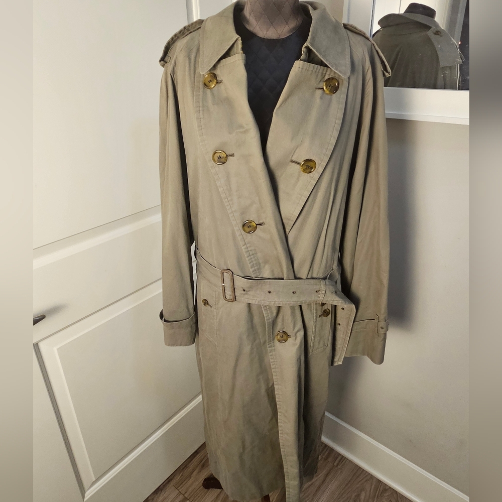 Mens 42R Burberry Trench Coat Designer Jacket With Removable Wool Vest Lining